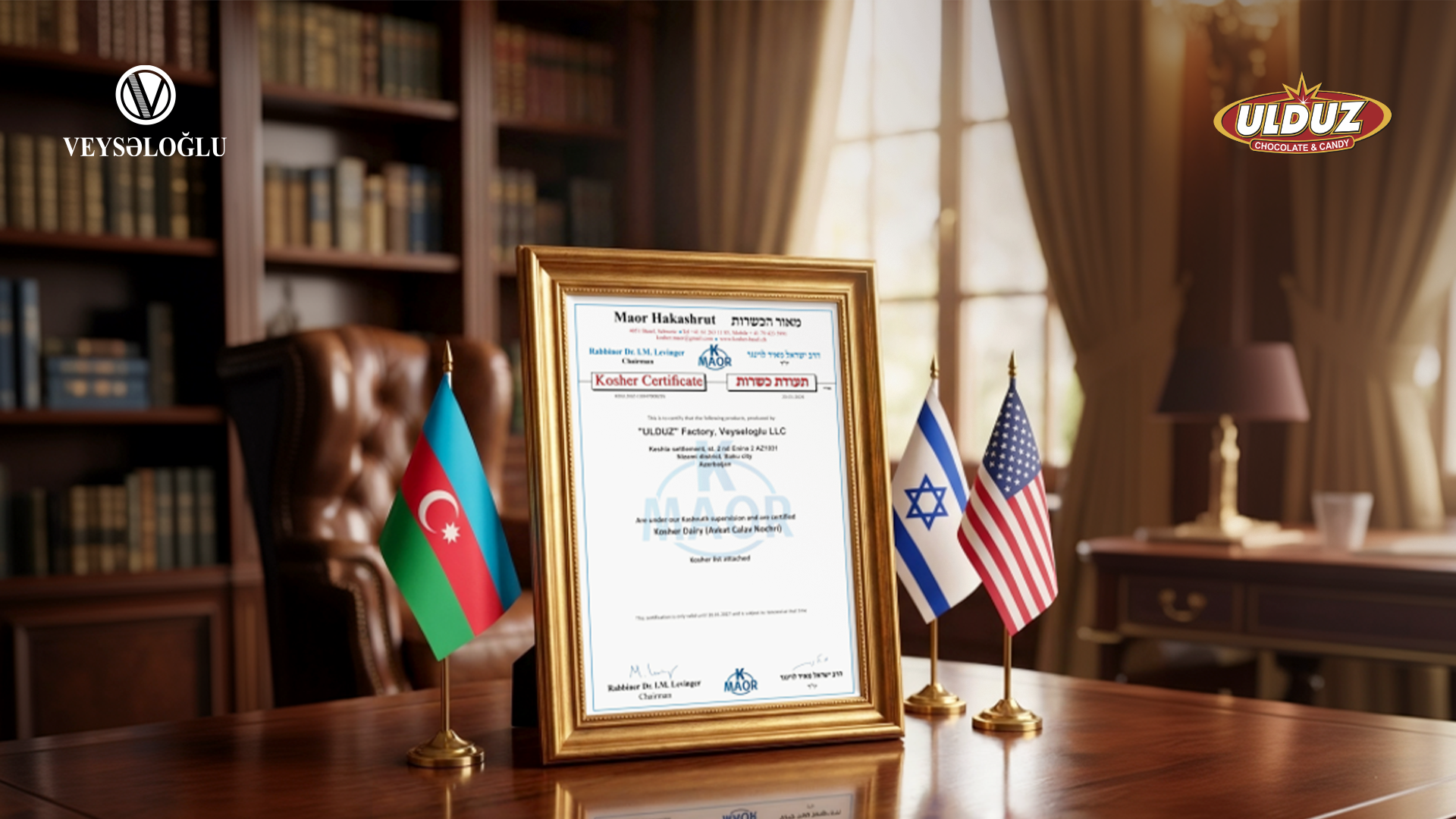 Veysəloğlu Şirkətlər Qrupuna daxil olan "Ulduz" Şokolad Fabriki KOSHER sertifikatı əldə edib
